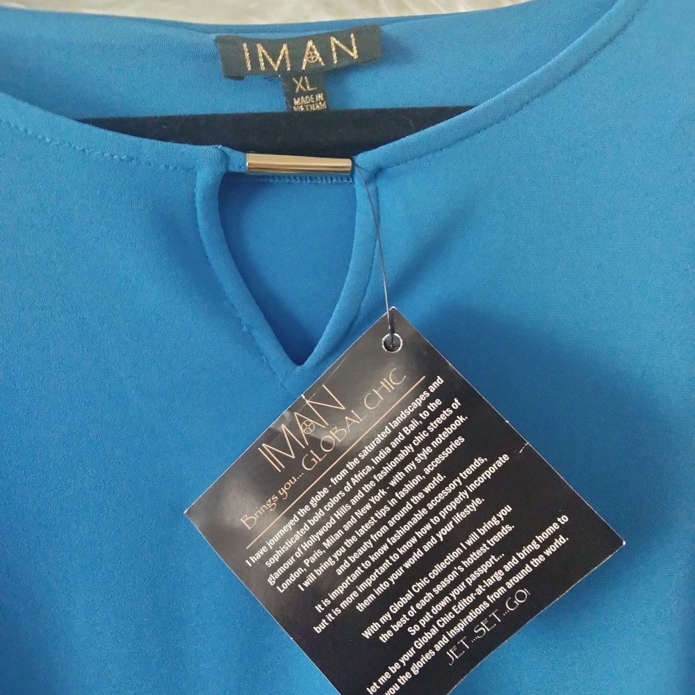 NWT IMAN Global Chic Long-Sleeve Top 💙 Bold Color, Effortless Glam - Picture 4 of 5